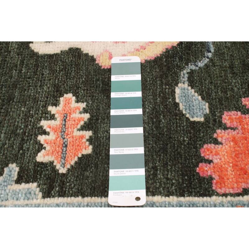 ECARPETGALLERY Hand-knotted Modern Oushak Dark Green Wool Rug - 7'10 x 9'11