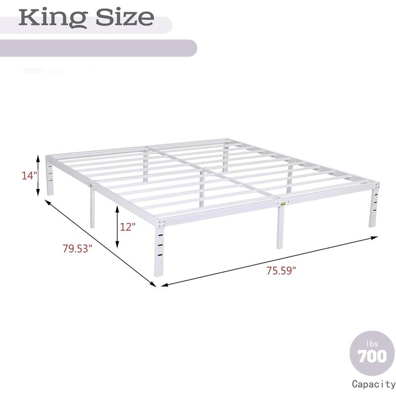 alazyhome 14 inch Metal Platform Bed Frame Steel Slat