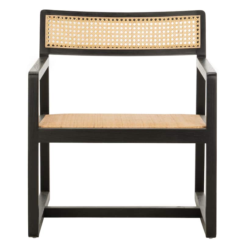 SAFAVIEH Elmina Cane Accent Chair - 27.8" x 25.5" x 29.3" - 28Wx26Dx29H - Black/Natural