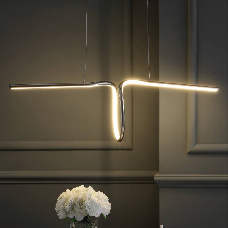 Sketch 34.5" Dimmable Adjustable Integrated LED Metal Linear Pendant, by JONATHAN Y