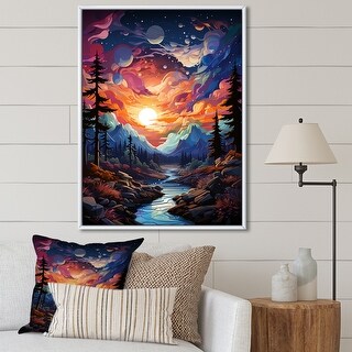Designart "Pine Tree Whimsical Pine II" Tree Pine Framed Canvas Wall ...