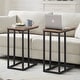 preview thumbnail 1 of 61, Javlergo Set of 2 C-Shaped Sofa Side Table, Small End Table for Living Room, Narrow Bedside/TV Tray Table No Charging Station - Brown