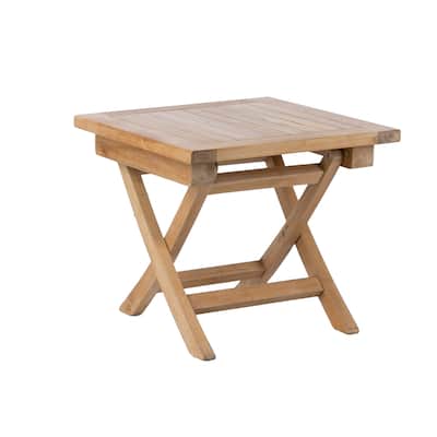 RRI Goods Teak Wood Folding 20" Square Coffee Table Portable Wooden Table For Backyard, Front Porch, Balcony