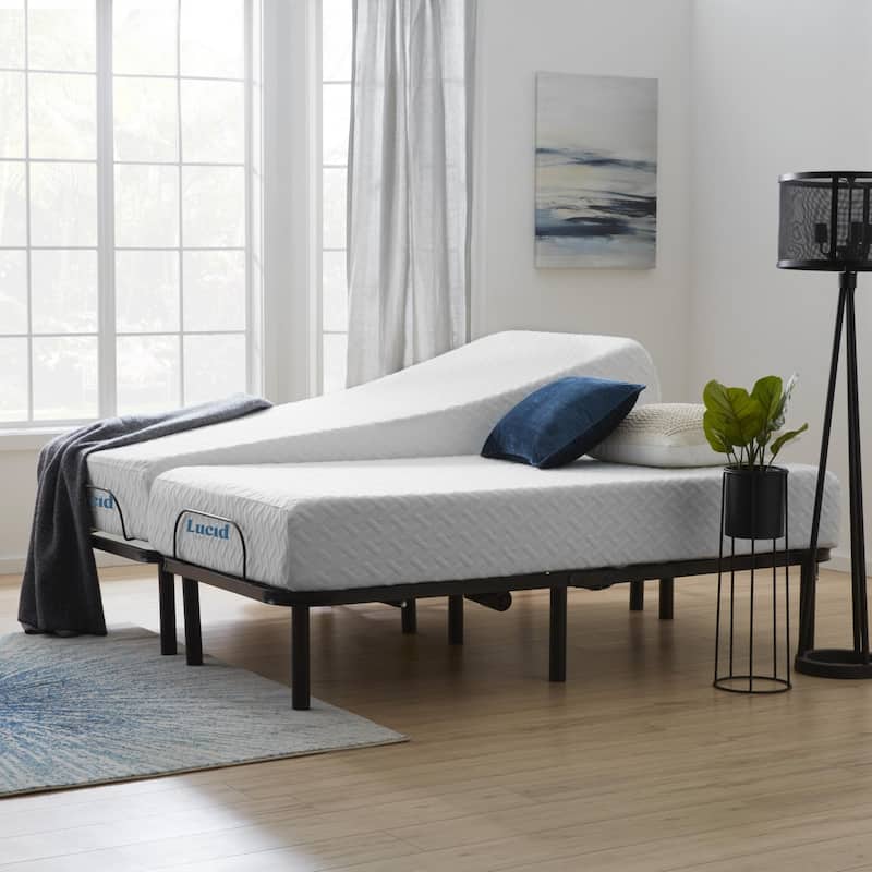Lucid 12-inch Gel Memory Foam Mattress and Standard Adjustable Bed Set