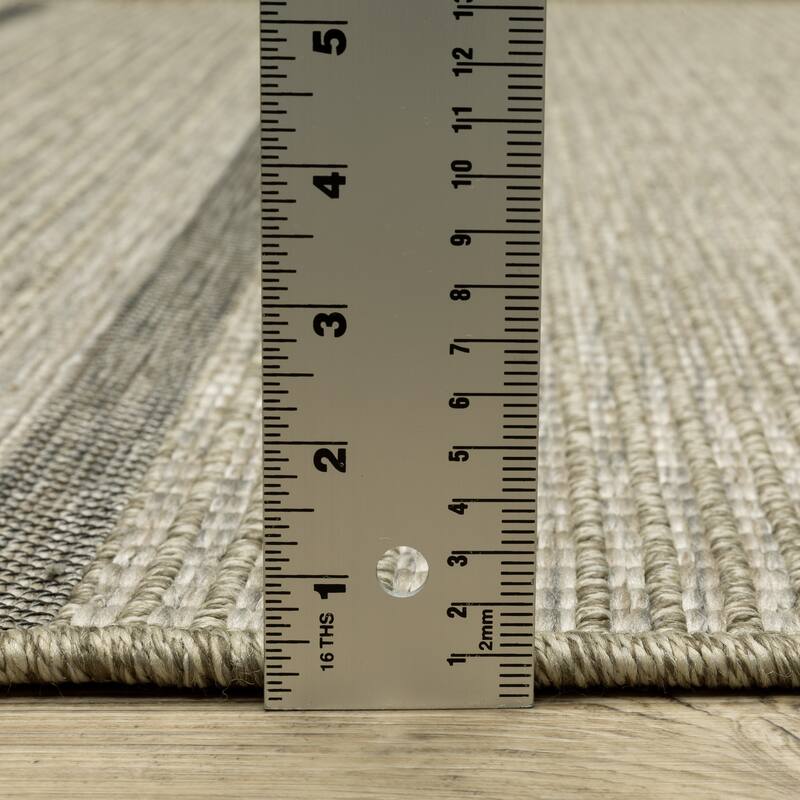 Vista Home Tangelo Banded Border Tan/Black Ultimate Performance Area Rug.