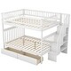 preview thumbnail 5 of 16, Full Over Full Solid Wood Bunk Bed with Two Drawers and Storage Staircase, High Guardrail