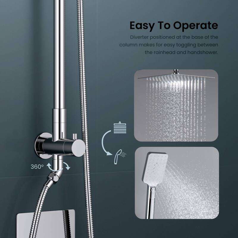 Cube Pressure Balanced 2-Function Shower Column with Rough In Valve