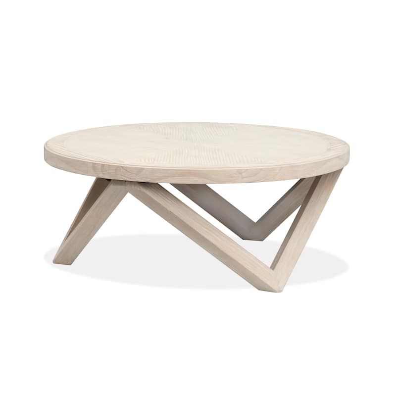 Magnussen Home Bostwick Coconut Cream Round Cocktail Table - 40''W x 40''D x 16''H - 40''W x 40''D x 16''H