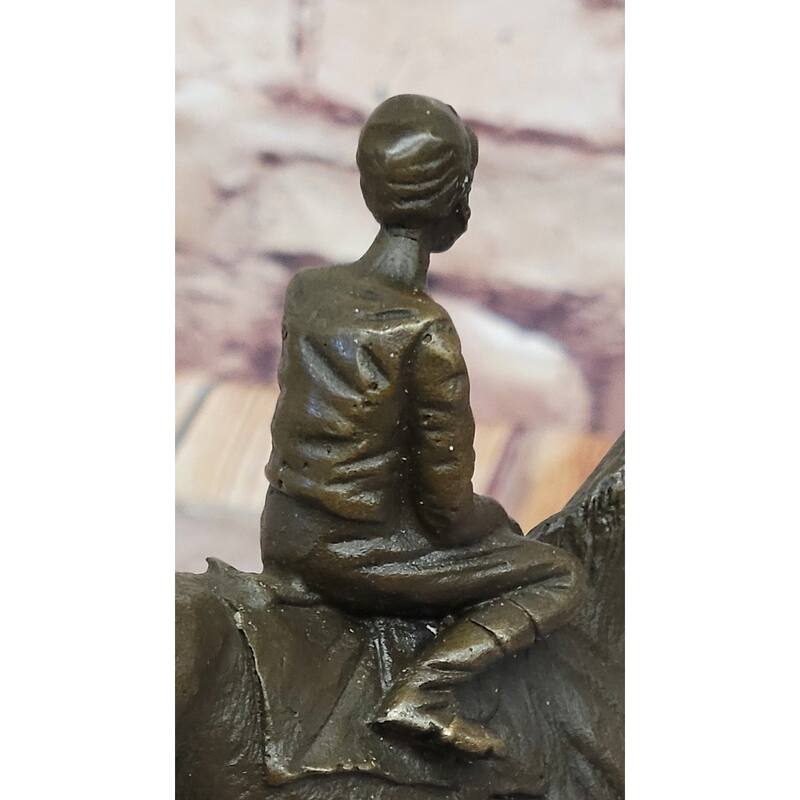 Horse Jockey Racing Equine Art Equestrian Collector Bronze Statue Sculpture Original 8 Inches X 6.5 Inches