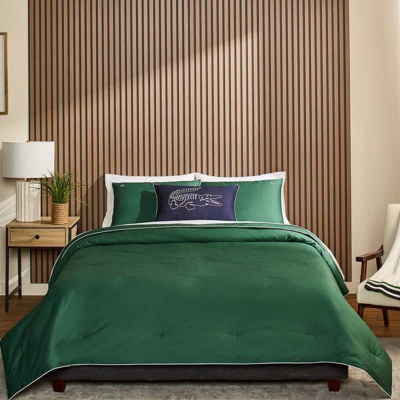 Lacoste Tiebreak 3-Piece Percale Cotton with Contrast Piping Comforter Set