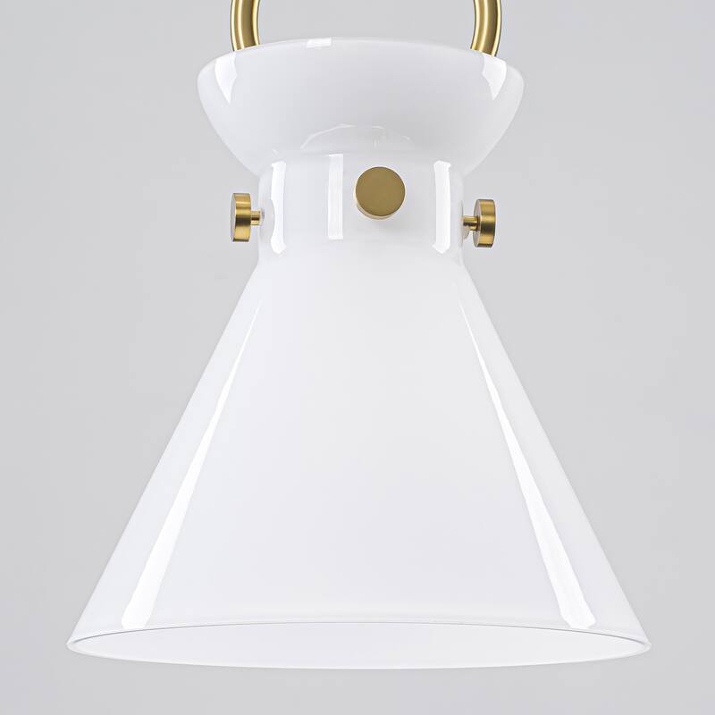 1-Light Modern Transitional Metal & Glass LED Pendant for Bedroom - 13.2" W x 19.3" H