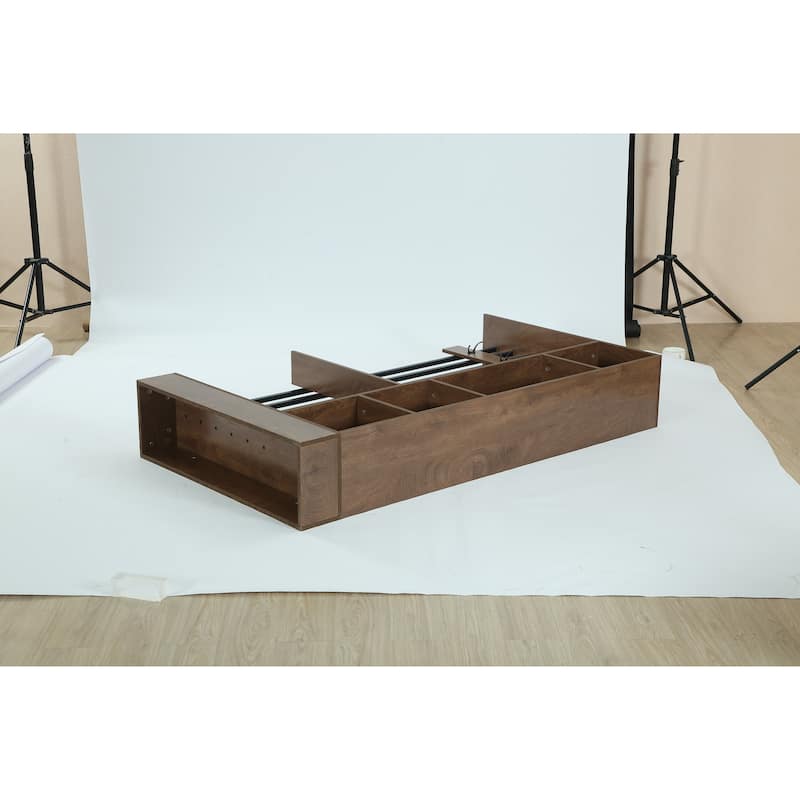 71" Wall Room Divider with Shelves & Coat Hooks