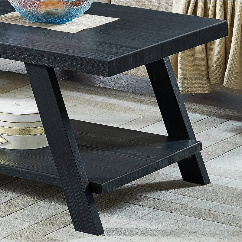 Modern Storage 3-Piece Coffee Table Set with Shelf and Wide-angled Legs for Living Room