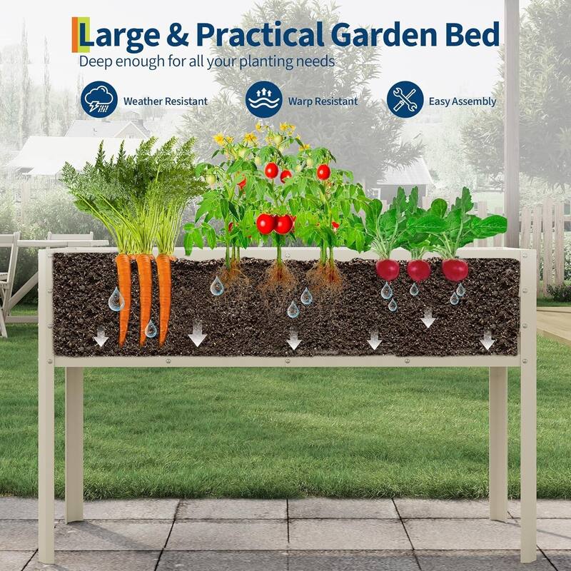 50x17x32 Inch Elevated Galvanized Raised Garden Bed with Legs Large Planter Box Sturdy Outdoor Metal Garden Bed Black
