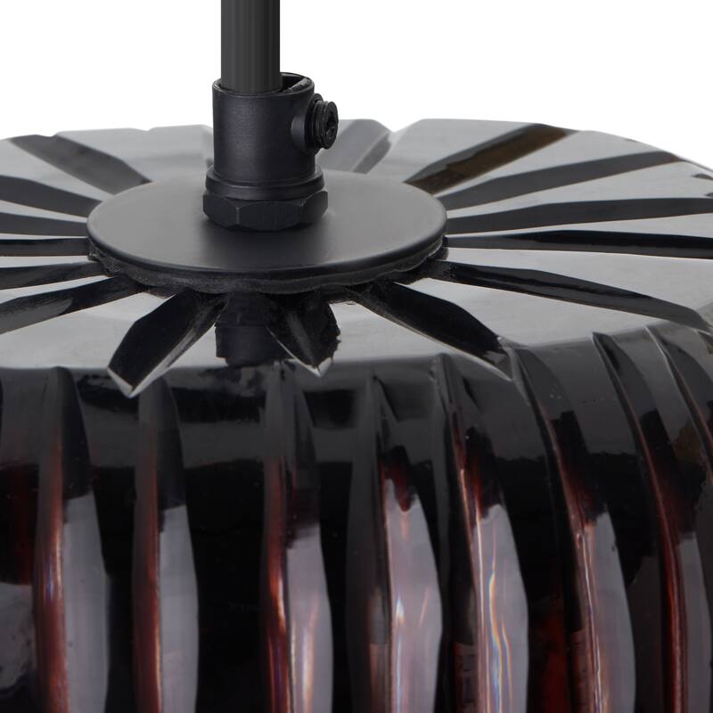 Gemma River of Goods Black Metal and Plum Hand Blown Glass 8.5-Inch Pendant Light with Adjustable Hanging Cord