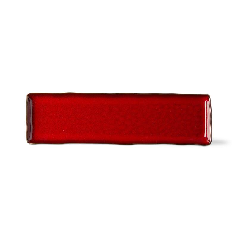 Soho Reactive Glaze Red Ceramic Serving Platter 14 x 4 x 0.88 Inches Dishwasher Safe Everyday Use