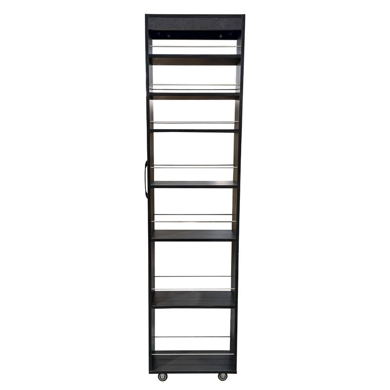 Anmytek Slim Rolling Storage Cabinet with Wire Shelves and Casters Black Kitchen Pantry Cart