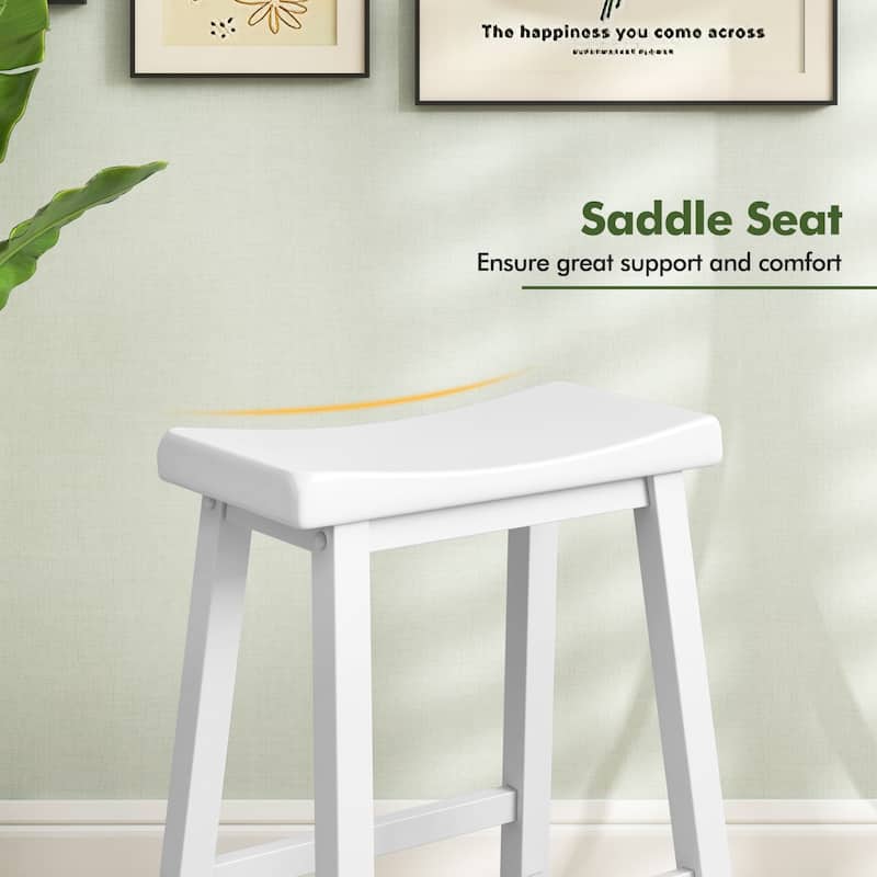 Gymax Set Of 4 Saddle Bar Stools Counter Height Dining Chairs w/