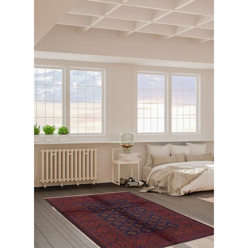 ECARPETGALLERY Hand-knotted Uzbek Kargahi Indigo Wool Rug - 5'0 x 6'5