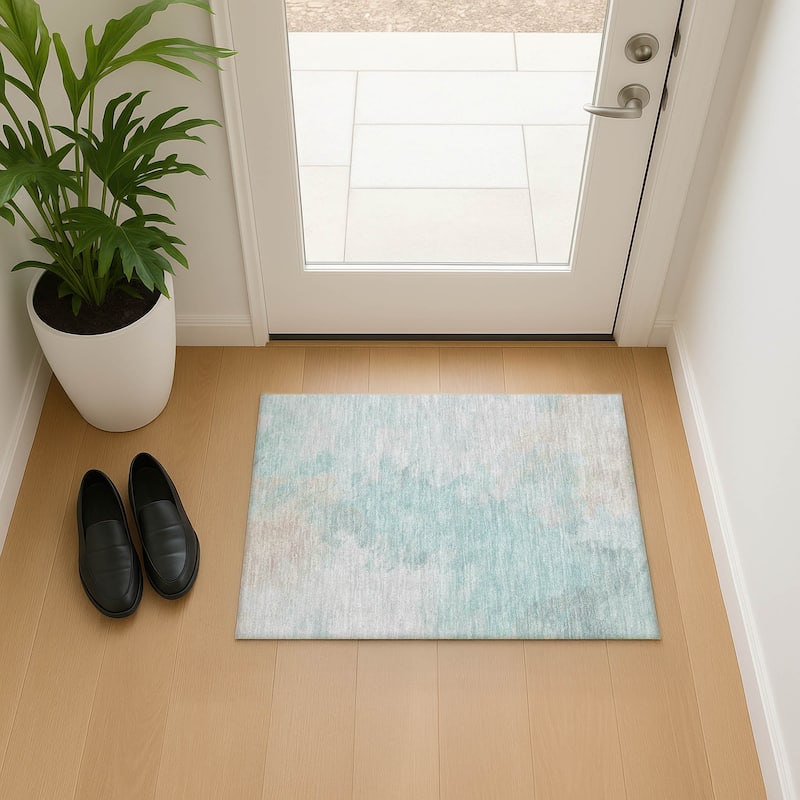 Premium Washable Super Soft Abstract Modern Mayfield Rug - Seafoam - 1'8" x 2'6"