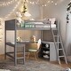 preview thumbnail 1 of 17, Elegant Full size Loft Bed with Shelves, Ladder and Desk, Health and Comfort, Solid Construction & Versatility Galore, Grey Grey
