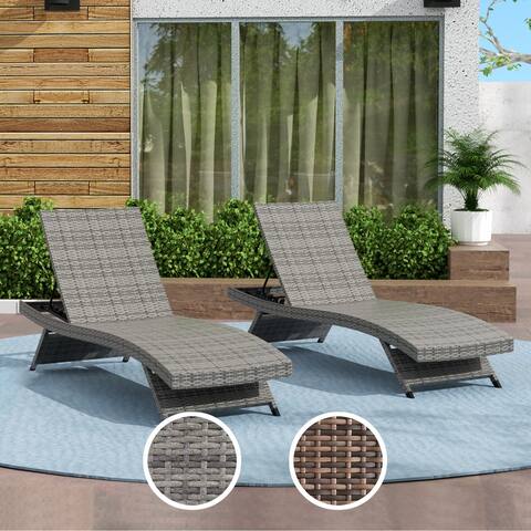 Hilcord Outdoor Assembled All-Weather Patio Chaise Lounge (Set of 2) with 6 Positions