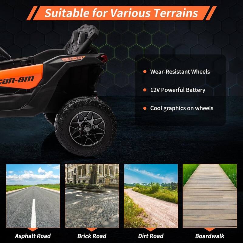 12V Licensed Can-Am Electric Off-Road Utv Car for Kids
