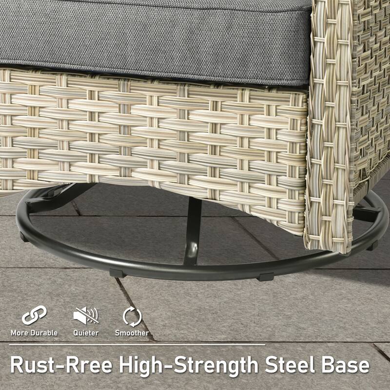 HOOOWOOO 7-piece Wicker Rattan Outdoor High Back Conversation Set with 54" Fire Pit