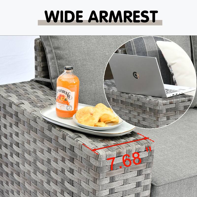 HOOOWOOO 12-Piece Rattan Outdoor Patio Furniture Modular Wide Armrest Sectional Set