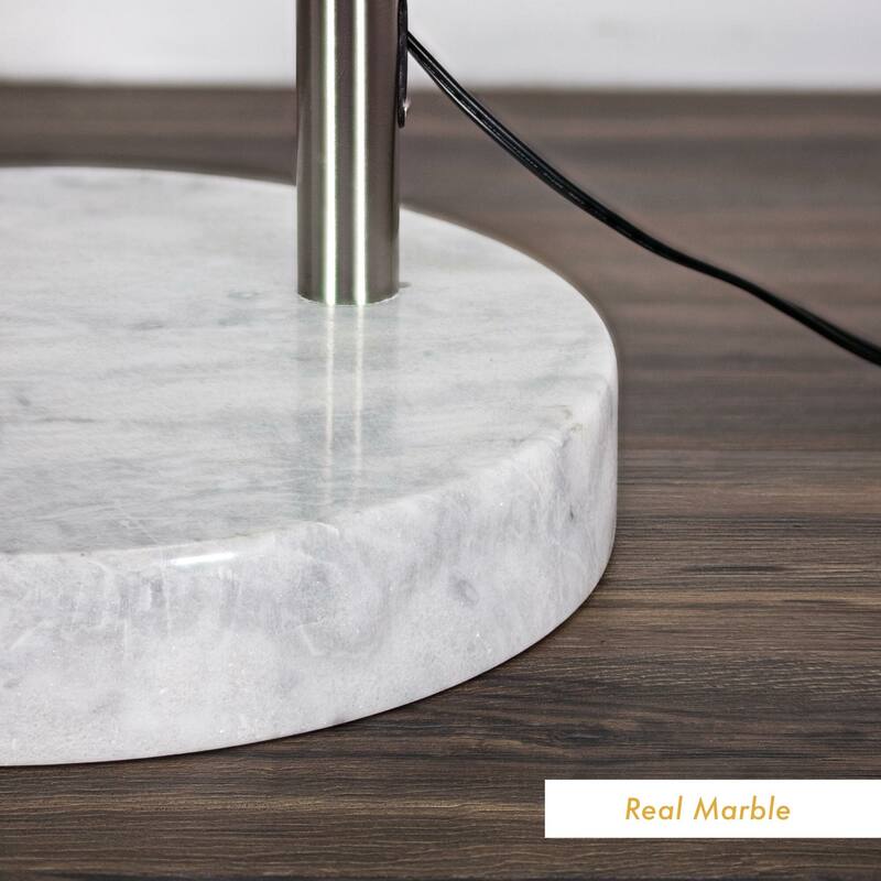 Q-Max Modern 81" Tall Standing Adjustable Arched Floor Lamp with Double Drum Shade and Marble Base
