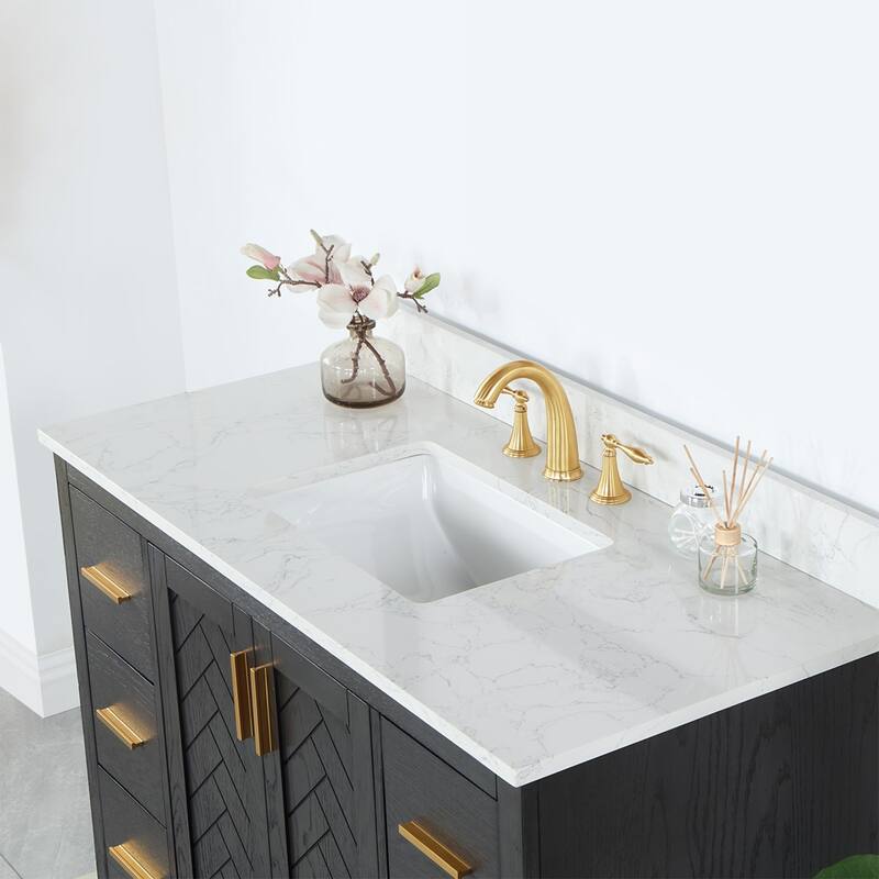 Altair Gazsi Bathroom Vanity with Composite Stone Countertop without Mirror
