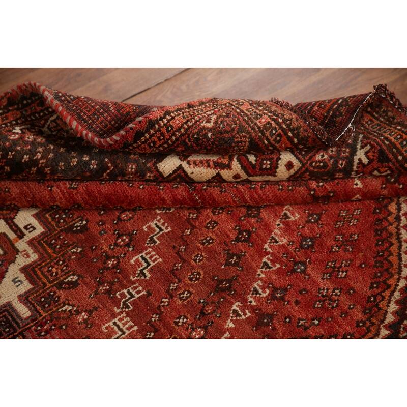 Medallion Shiraz Persian Vintage Area Rug Handmade Wool Carpet - 4'9"x 7'4"