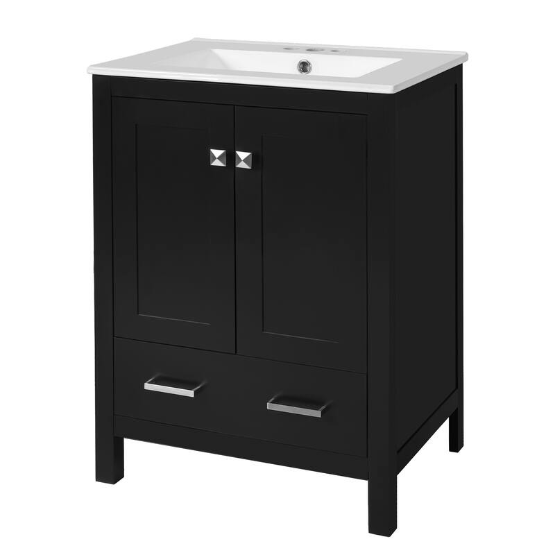 Bathroom Vanity with Sink, Multi-Functional Bathroom Cabinet, Bathroom Vanity with Door Shelf, Soft-Close Doors & 1 Drawer
