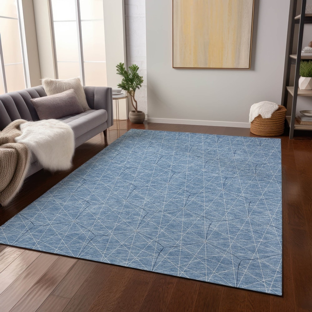 Machine Washable Indoor/ Outdoor Mosaic Geo Chantille Rug