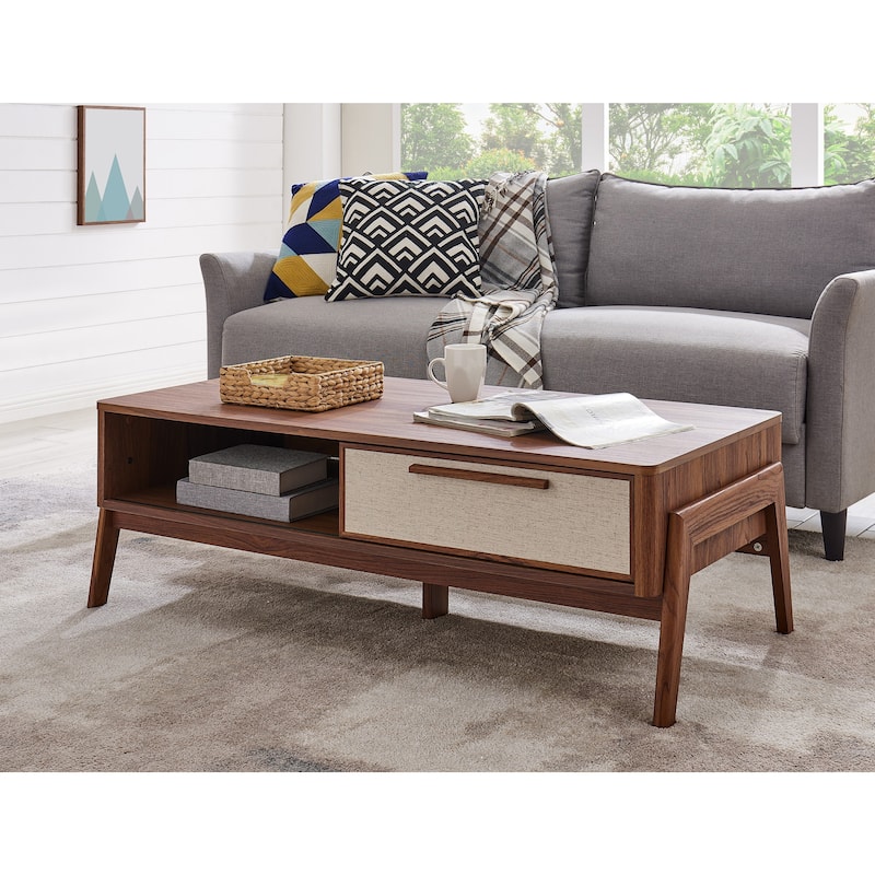 NPD Furniture Heaton Coffee Table with Storage - Walnut/Ivory