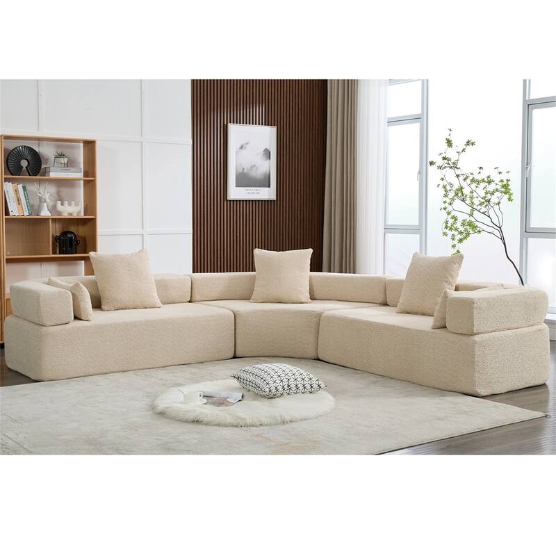 4-Seat Living Room Oversized Upholstered Curved Modular Combination Sofa