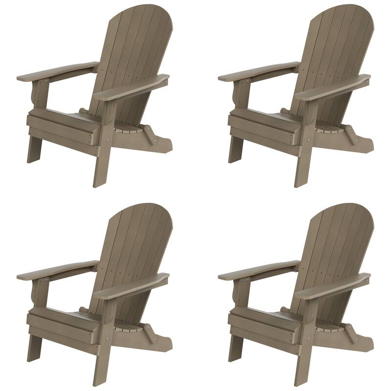 Vineyard HIPS Outdoor Folding Eco-Friendly All Weather Seashell Adirondack Chair (Set of 4)