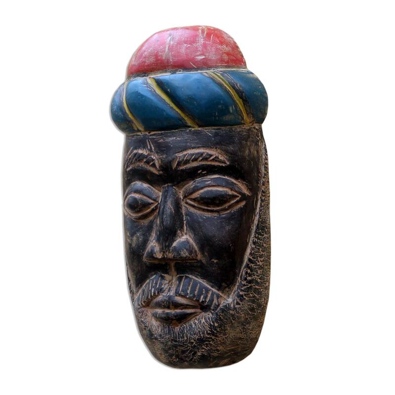 Novica Handmade Zacchaeus African Wood Mask