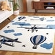 preview thumbnail 1 of 29, SAFAVIEH Carousel Kids Rudolfina Airplane Rug 3'3" x 5'3" - Ivory/Blue