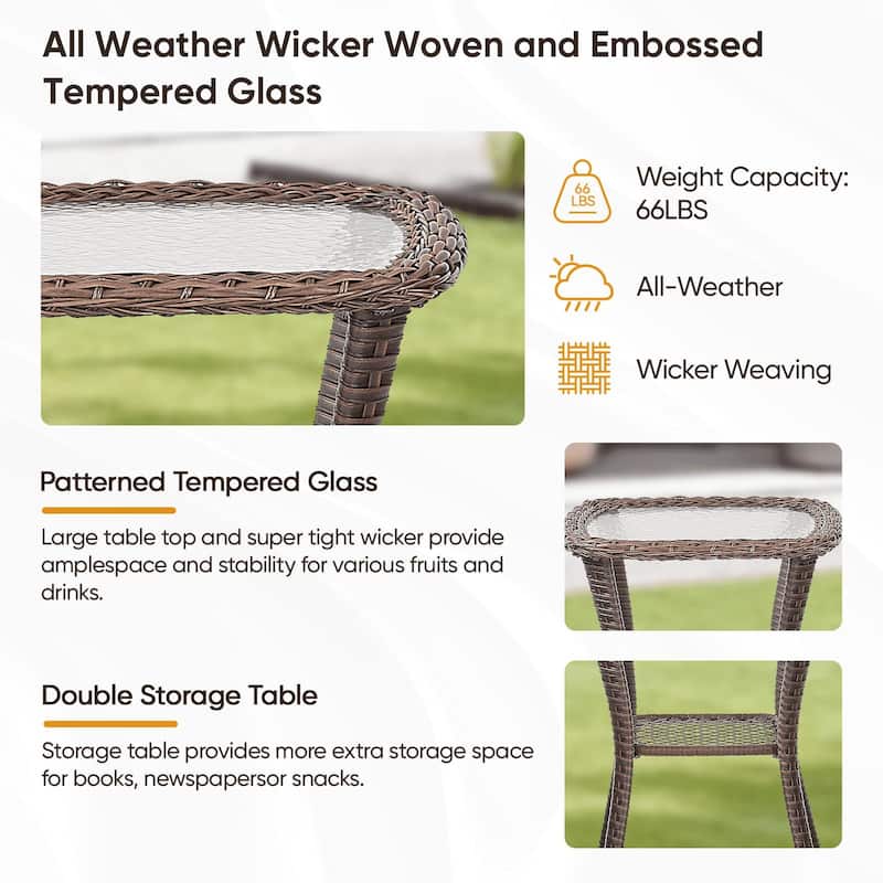 Pocassy Wicker Sofa Chair Set for Garden