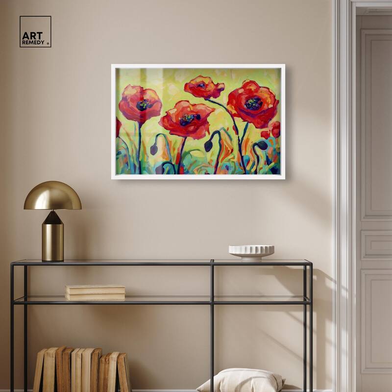 Red Poppy Field II Shadowbox by Art Remedy