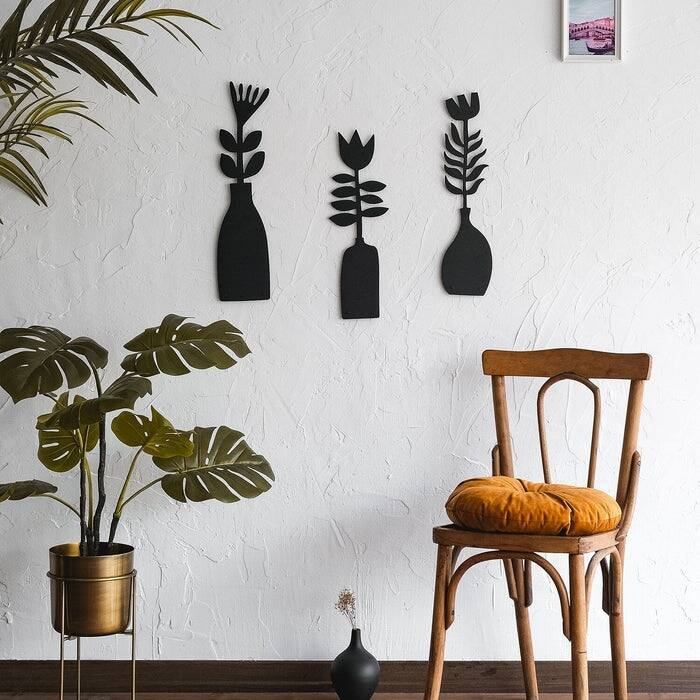 Blumen 3 Piece Vase Metal Wall Art