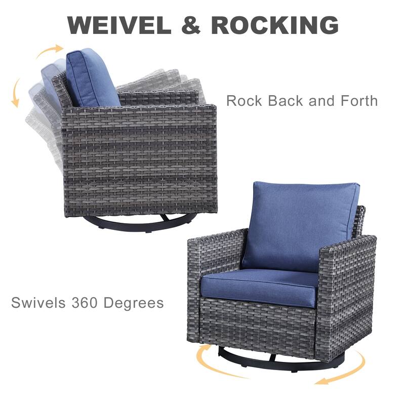 Sofa Swivel Rocking Chairs Set with Fire Pit Table