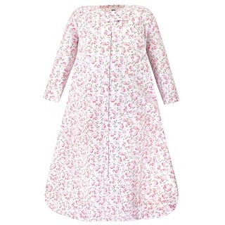 Hudson Baby Infant Girl Long Sleeve Cotton Jersey Sleeping Bag, Pink Peony