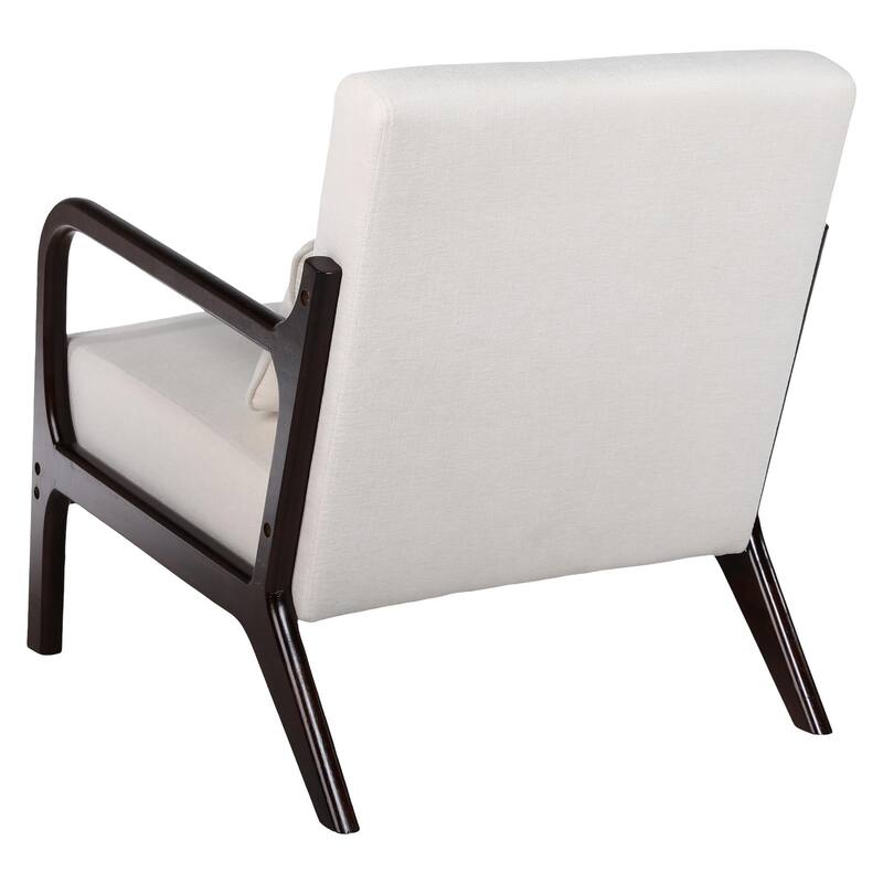Mid Century Modern Armchair, Accent Chair with Solid Wood Frame and Detachable Lumbar Pillow for Living Room