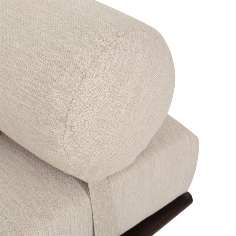 Upholstery Chaise Lounge with Rolled Pillow and Wood Frame