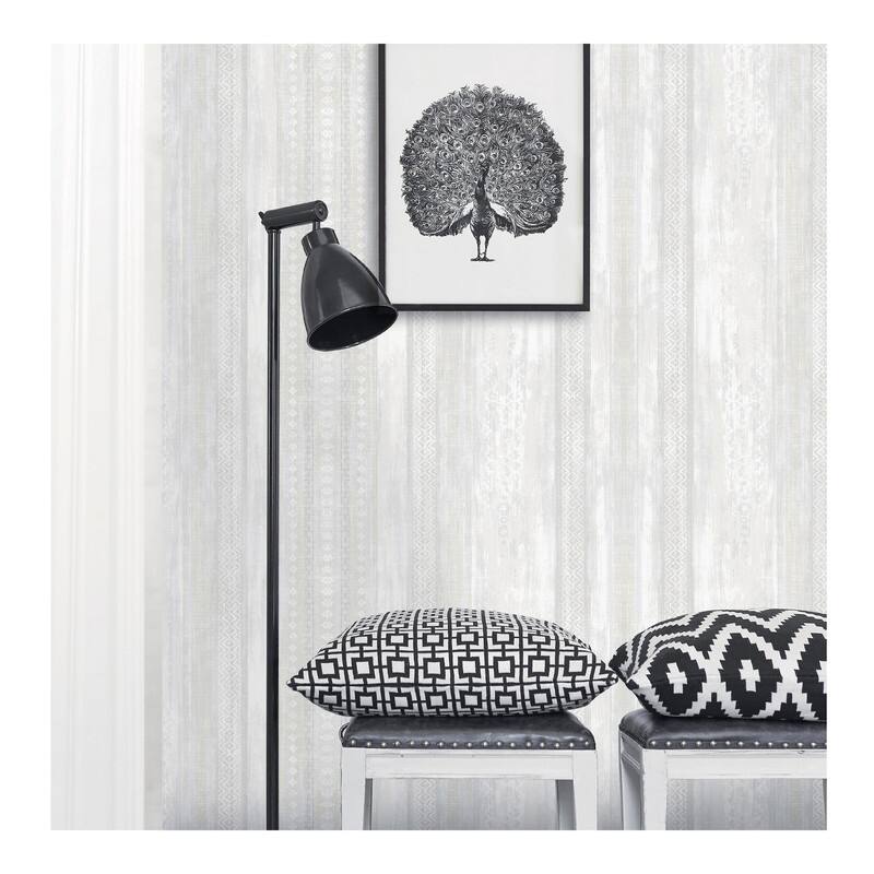Advantage Blair Dove Ikat Stripe Wallpaper - 21 x 396 x 0.025