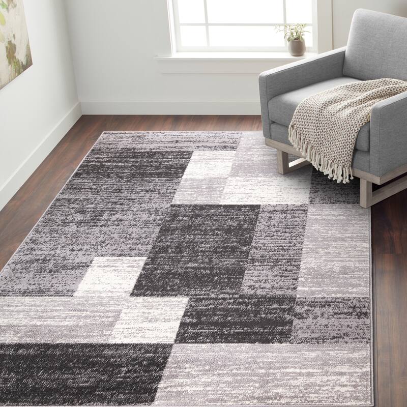 World Rug Gallery Modern Geometric Boxes Area Rug