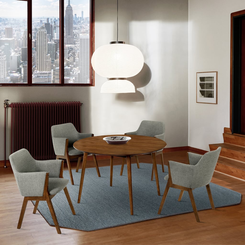 Arcadia and Renzo 48" Round Wood 5 Piece Dining Set