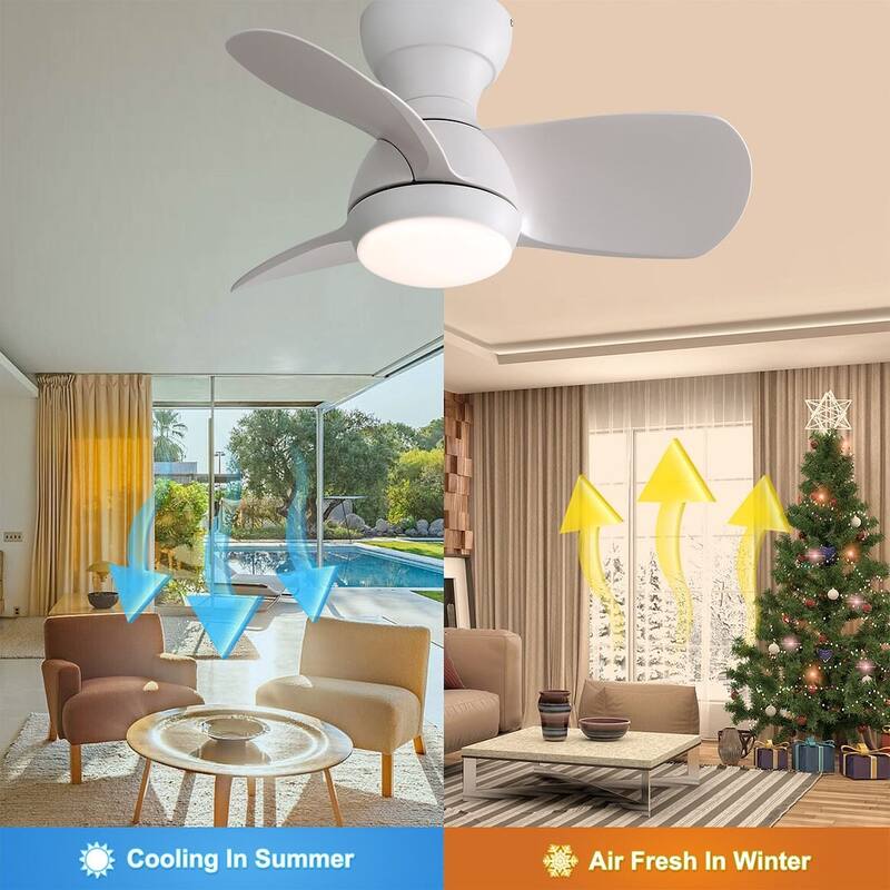 23" Modern Dimmable LED Ceiling Fan Light with Remote Control